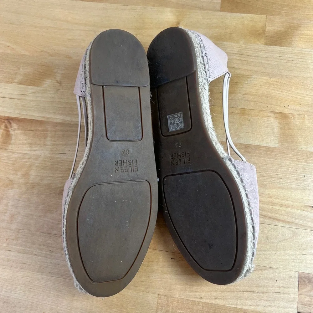 Eileen Fisher Espadrille Flats Leather Women Size 6.5 Blush Pink Strappy Slip On